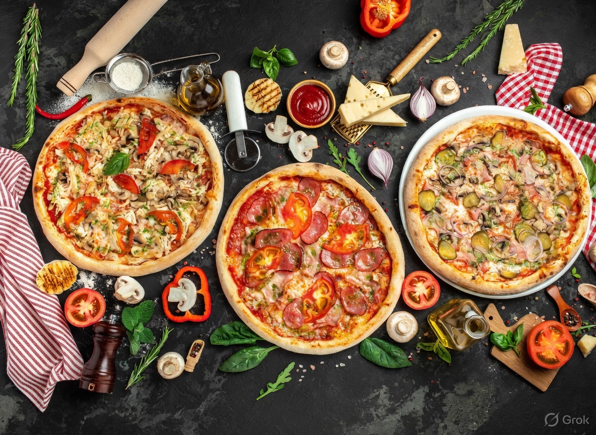 Assortment of pizzas at Santa Lucia
