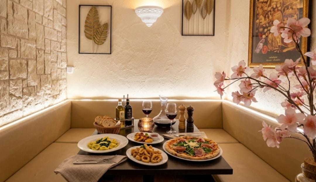 Santa Lucia dining room with candlelit tables
